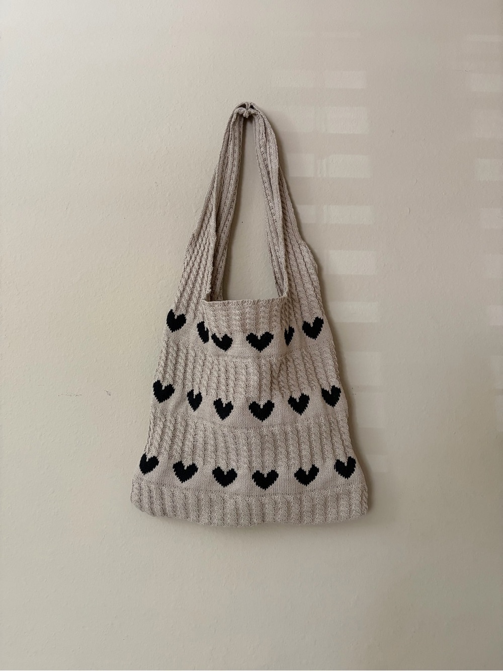 Crochet Heart Pattern Tote Bag